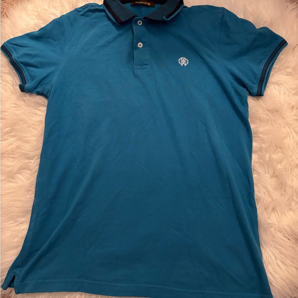 Roberto Cavalli Blue Polo Shirt